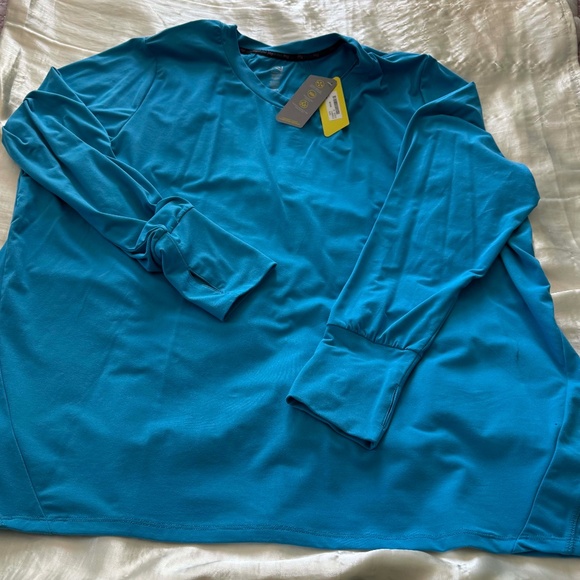 T-SHIRT, NO SWEAT, LONG SLEEVE, OCEAN SIZE 4X, STRETCH FABRIC SUPERIOR WICKING, - Picture 1 of 7